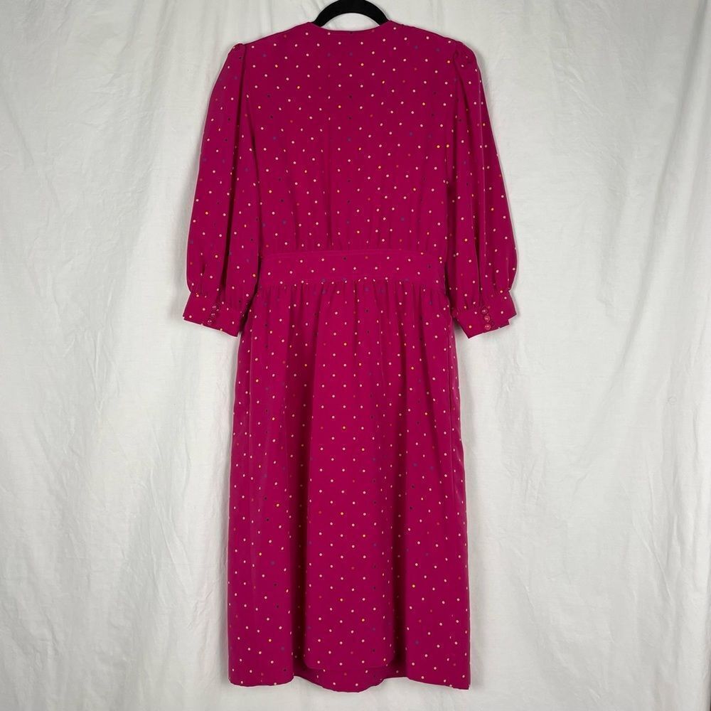 Albert Nipon Pink Vintage 80’s Polka Dot Midi Dre… - image 2